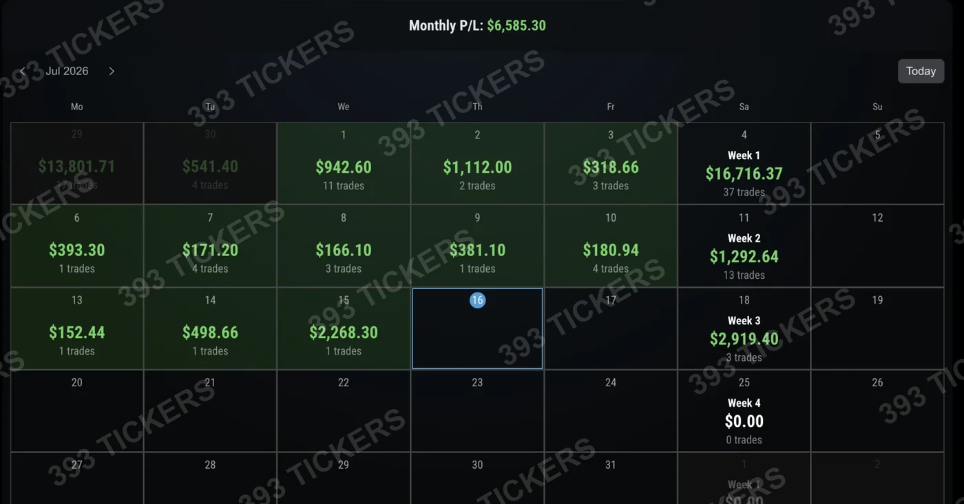 Monthly P&L calendar