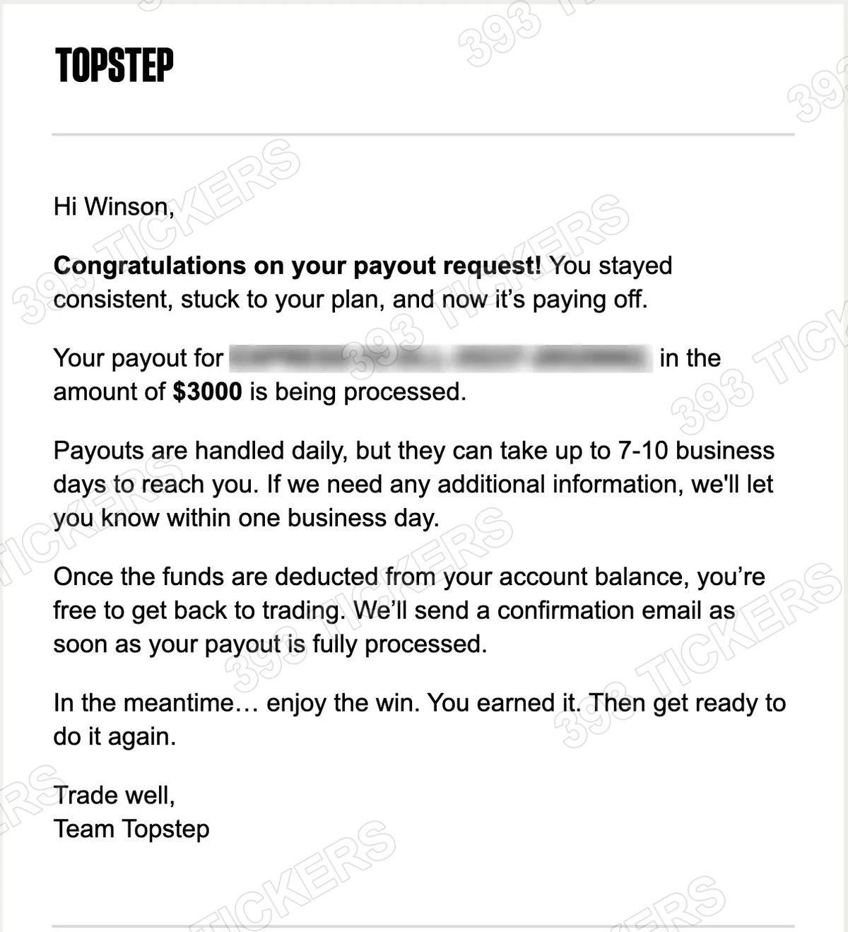 Payout or account result