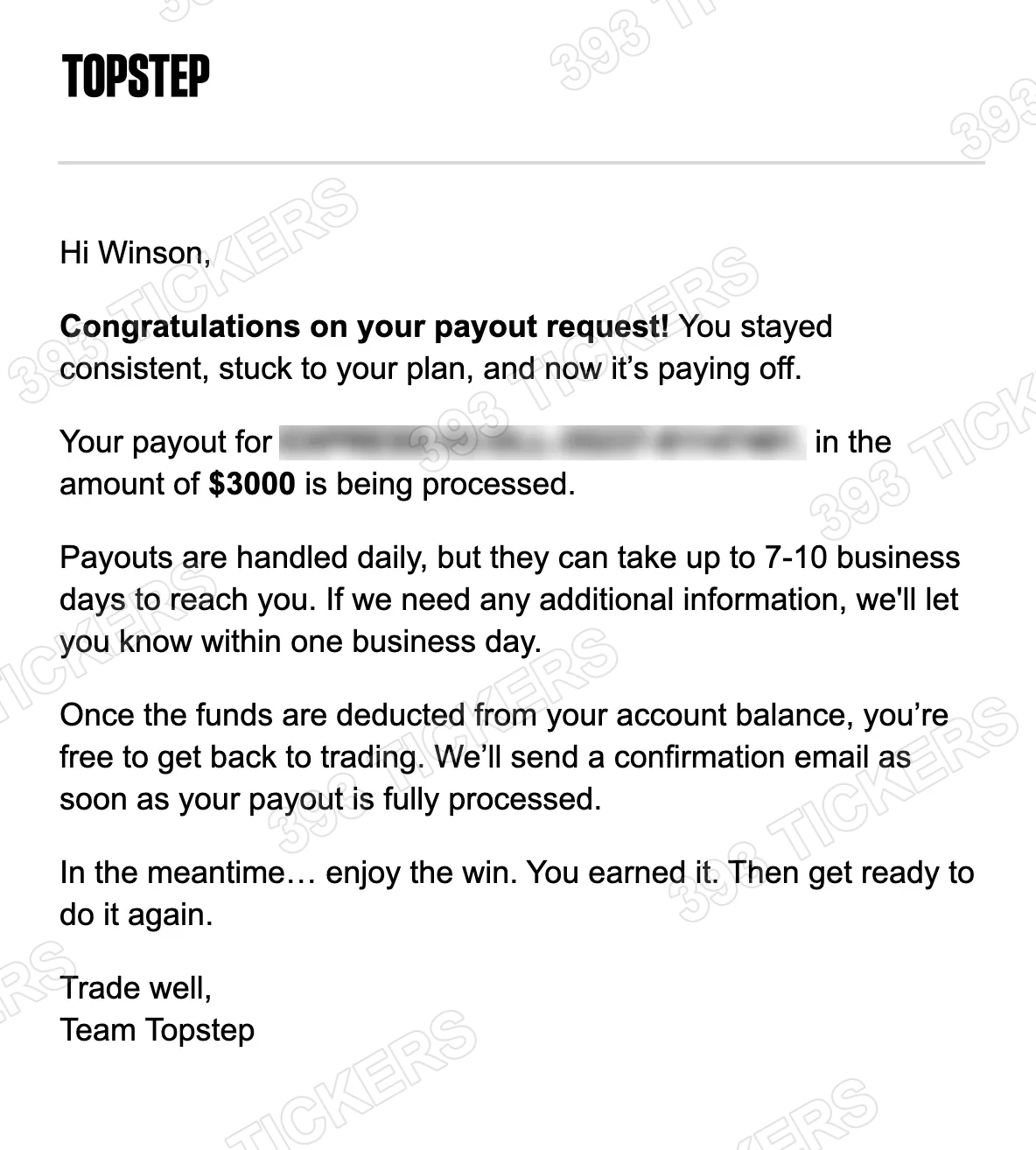 Payout or account result
