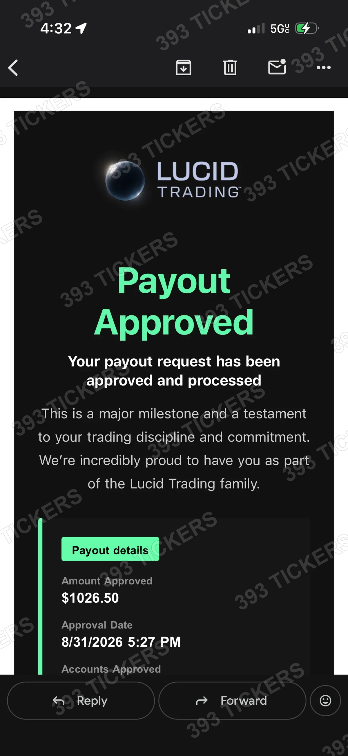 Payout or account result