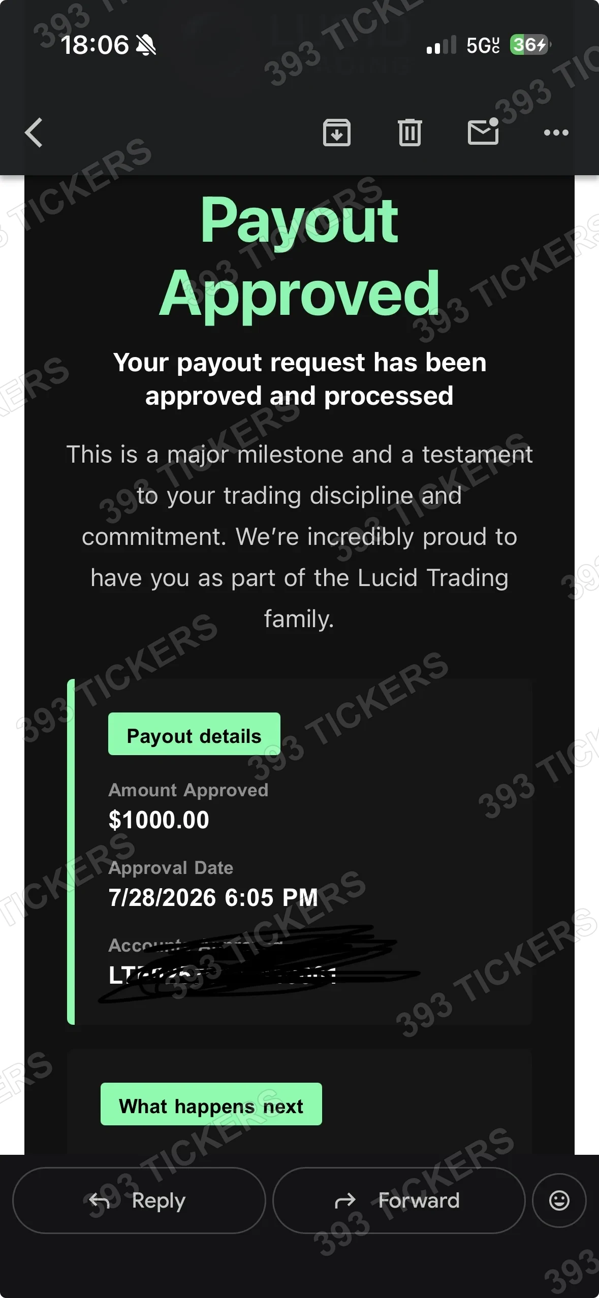 Payout or account result