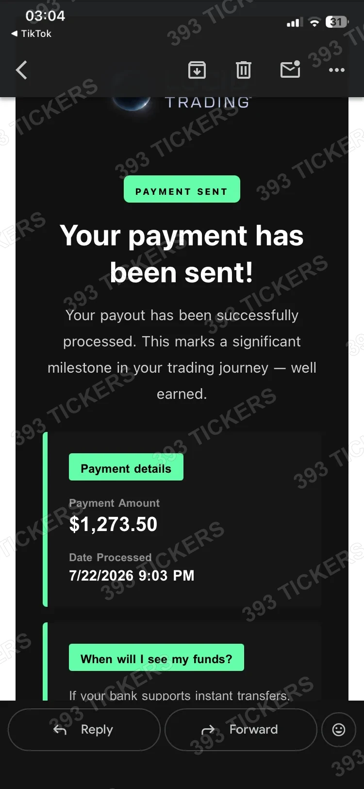 Payout or account result